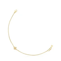 Gold TOUS Good Vibes clover Bracelet with Diamonds