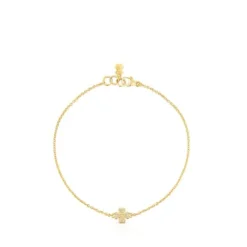 Gold TOUS Good Vibes clover Bracelet with Diamonds