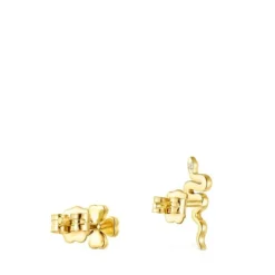 Gold TOUS Good Vibes clover – serpent Earrings with Diamonds