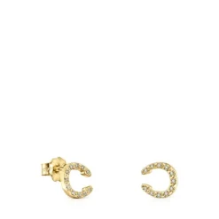 Gold TOUS Good Vibes horseshoe Earrings with Diamonds
