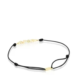 Gold TOUS Mama Bracelet with nylon, diamonds and mother-of-pearl