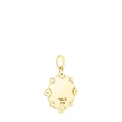 Gold TOUS Mama medallion Pendant with diamonds and opal
