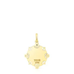 Gold TOUS Mama medallion Pendant with diamonds and opal