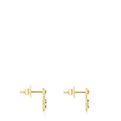 Gold Tsuri Bear earrings with gemstones