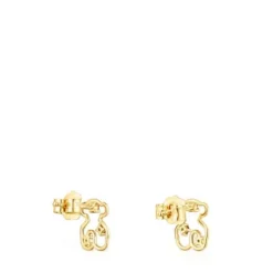 Gold Tsuri Bear earrings with gemstones