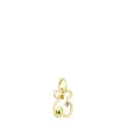 Gold Tsuri Bear pendant with gemstones