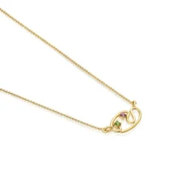 Gold Tsuri necklace with gemstones