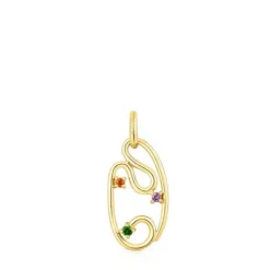 Gold Tsuri pendant with gemstones