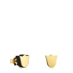 Gold tulip Earrings with onyx TOUS 1950