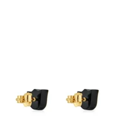 Gold tulip Earrings with onyx TOUS 1950