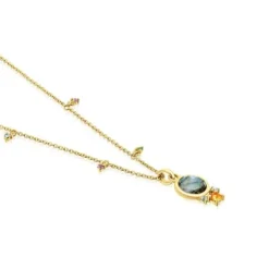 Gold Virtual Garden Necklace with labradorite and gemstones