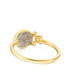 Gold Virtual Garden Ring with labradorite, sapphire and topaz