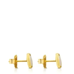 Gold with Mother-of-Pearl Camee Earrings