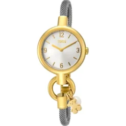 Gold-colored IP Steel Hold Charms Watch with steel strap