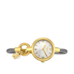 Gold-colored IP Steel Hold Charms Watch with steel strap