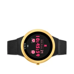 Gold-colored IP steel Rond Connect Watch with mesh strap