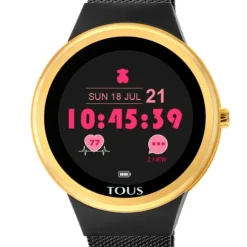 Gold-colored IP steel Rond Connect Watch with mesh strap