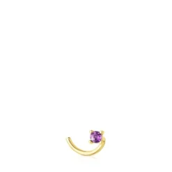 Gold-colored IP steel TOUS St. Tropez Steel Nose piercing with amethyst