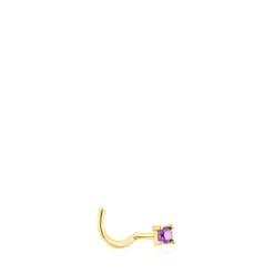 Gold-colored IP steel TOUS St. Tropez Steel Nose piercing with amethyst