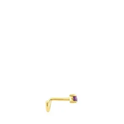Gold-colored IP steel TOUS St. Tropez Steel Nose piercing with amethyst