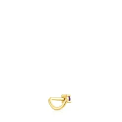 Gold-colored IP steel TOUS St. Tropez Steel Nose piercing with amethyst