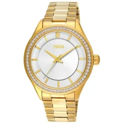 Gold-colored IP Steel T-Shine Watch with cubic zirconia