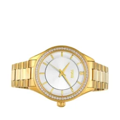 Gold-colored IP Steel T-Shine Watch with cubic zirconia