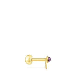 Gold-colored IP steel and amethyst Plump Piercing