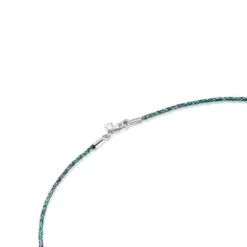 Green and blue braided thread Necklace with silver clasp Efecttous