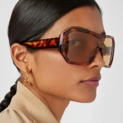 Havana-colored Sunglasses Studs Mask