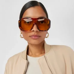 Havana-colored Sunglasses Studs Mask