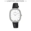Heritage watch with diamond bezel and black leather strap - Special Edition