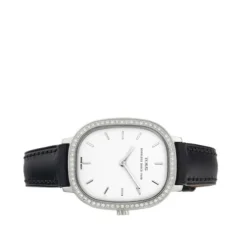 Heritage watch with diamond bezel and black leather strap - Special Edition