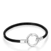 Hold Bracelet in Silver and black Leather