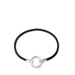 Hold Bracelet in Silver and black Leather