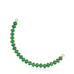 Hold Oval Bracelet with 18kt gold plating over silver and green quartzite