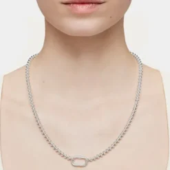 Hold Oval 51.5 cm short silver Necklace with ball motifs