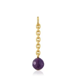 Hold Oval Pendant with 18kt gold plating over silver and amethyst
