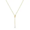 Hold Oval short gold Necklace with cultured pearl