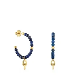 Hoop earrings with 18kt gold plating over silver and sodalite TOUS MANIFESTO