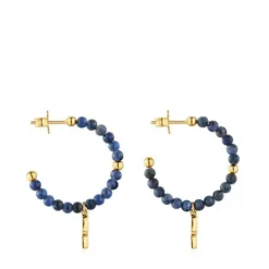 Hoop earrings with 18kt gold plating over silver and sodalite TOUS MANIFESTO