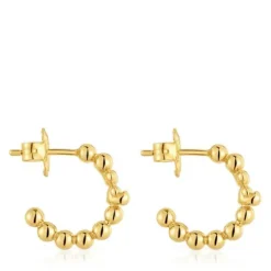Hoop earrings with 18kt gold plating over silver and bear motif Gloss