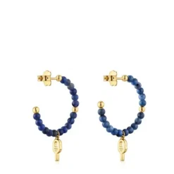 Hoop earrings with 18kt gold plating over silver and sodalite TOUS MANIFESTO