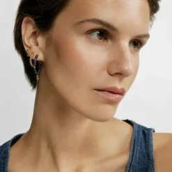 Hoop earrings with 18kt gold plating over silver and sodalite TOUS MANIFESTO