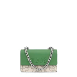 Kaos Icon small taupe and green Crossbody bag with flap