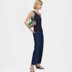 Kaos Icon small taupe and green Crossbody bag with flap