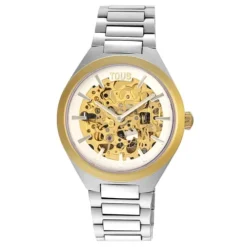 Karat Round Analogue watch in gold-colored IPG steel with a steel wristband