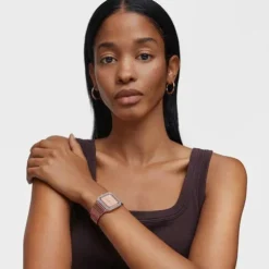 Karat Squared Analogue watch with aluminum strap in rose gold and zirconias