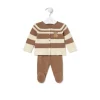 Knitted baby set in Tricot stripy beige