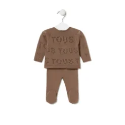 Knitted baby set in Tricot TOUS logo beige